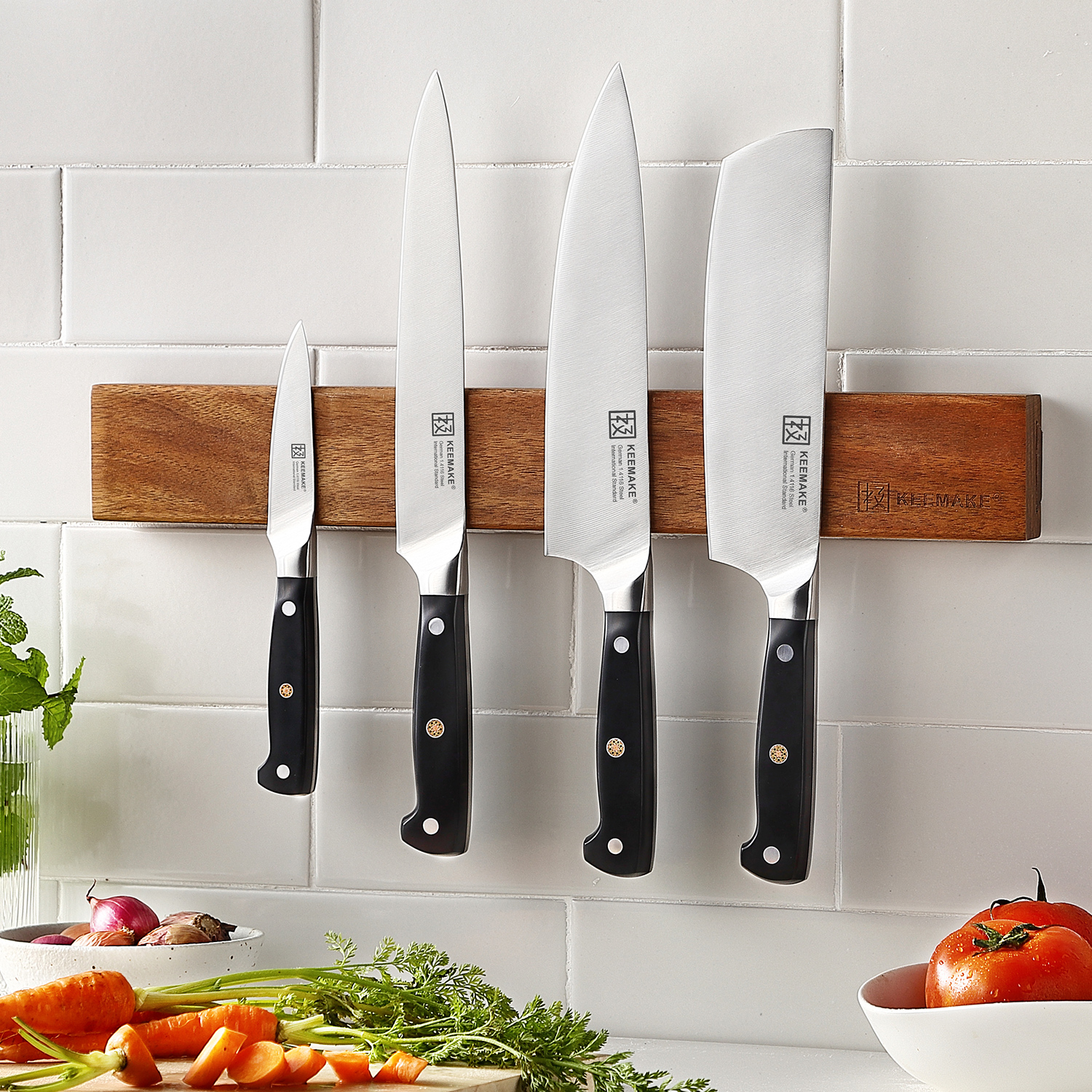 KEEMAKE 3pcs Kitchen Knives Set High Carbon German Steel 1.4116 High Quality Chef's Knife with ABS Handle