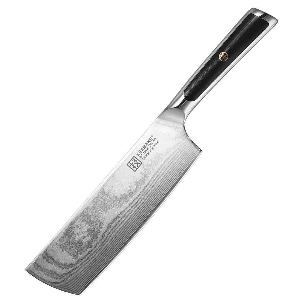 KEEMAKE-7 Inch Nakiri Knife G10 Handle 67 Layers Damascus Steel Kitchen Knife with Gift Box