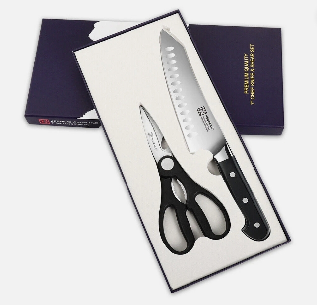 Keemake Professional Chef Knife Set 2pcs High Carbon German Steel 1.4116 with ABS Handle & Scissors Kitchen Knife Gift Boxed