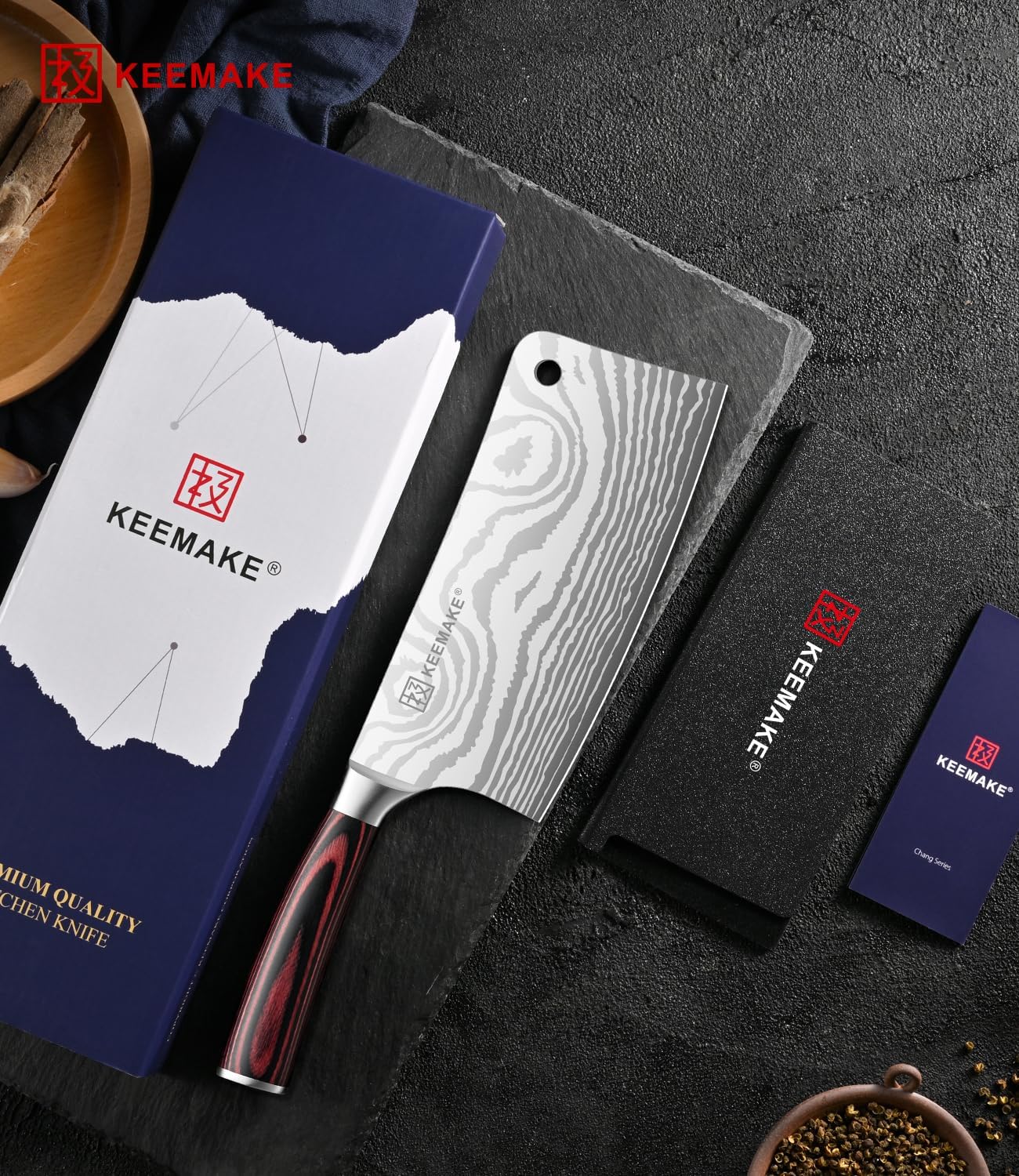 KEEMAKE 7 Inch Meat Cleaver Butcher Knife